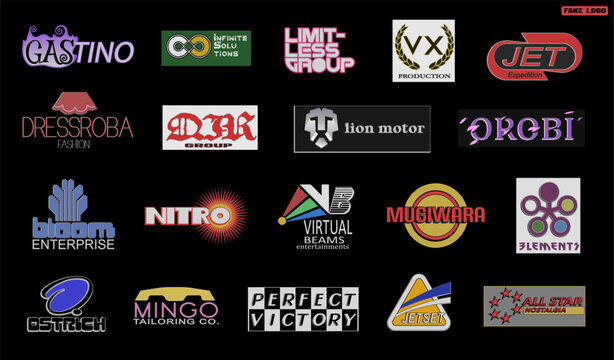 Fake made up logo collection vector. retro nostalgia style logos