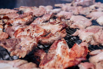 Pork Steaks on Grill
