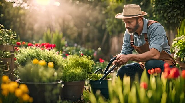 G&auml;rtner an seinem Arbeitsplatz portraitiert  Traumberuf