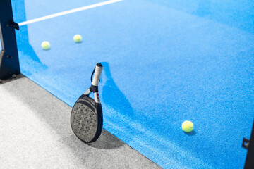 padel tennis racket sport court and balls 