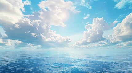 Beautiful seascape with blue sky and clouds. Nature background.