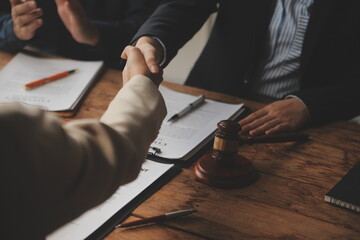 Good service cooperation, Consultation of Businesswoman and Male lawyer or judge counselor having...