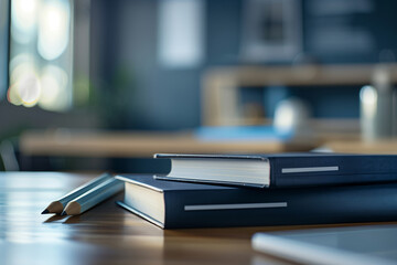 Study Desk with Books and Pen