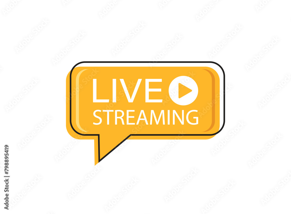 Poster live stream button icon in flat style. webinar vector illustration on isolated background. streaming