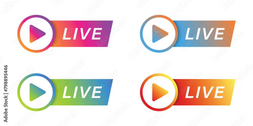 Poster live stream button icon in flat style. webinar vector illustration on isolated background. streaming