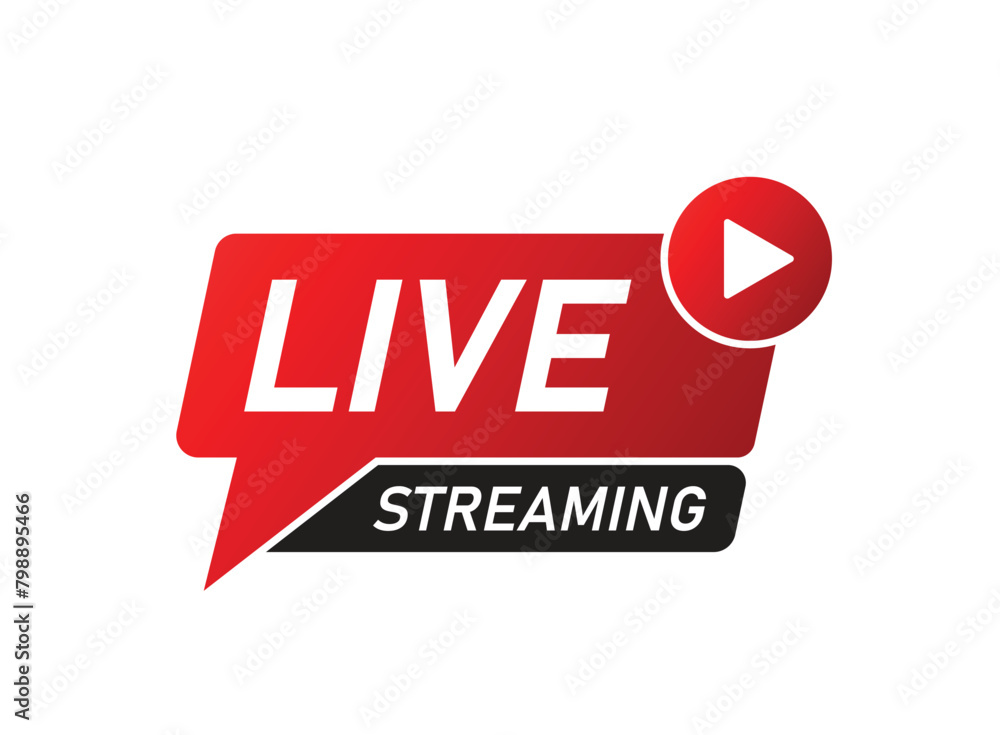 Aufkleber live stream button icon in flat style. webinar vector illustration on isolated background. streaming