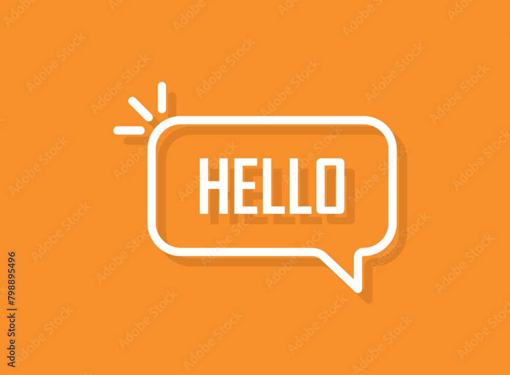 Poster hello speech bubble icon in flat style. hi message vector illustration on isolated background. welco