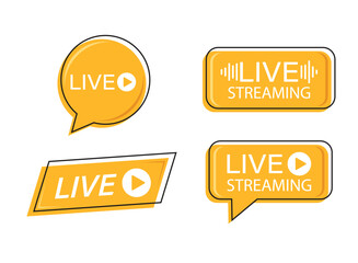 Live stream button icon in flat style. Webinar vector illustration on isolated background. Streaming sign business concept.