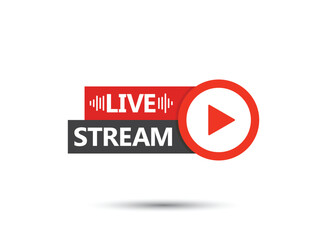 Live stream button icon in flat style. Webinar vector illustration on isolated background. Streaming sign business concept.