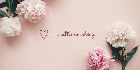 Happy mother's Day Greeting card, mothers day banner  on pink background and flowers, jpeg