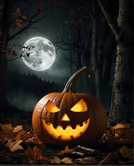 halloween pumpkin on the grave