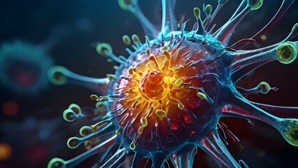 Obraz premium virus , virus molecule, 3Dsureal virus and color