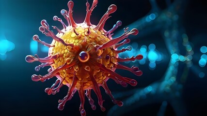 virus , virus molecule, 3Dsureal virus and color 