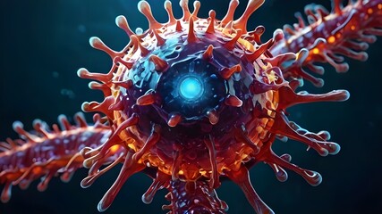 Obraz premium virus , virus molecule, 3Dsureal virus and color 
