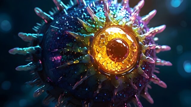 virus , virus molecule, 3Dsureal virus and color 