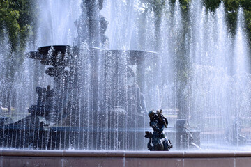 fuente, acuático, aparcar, verano, cielo, ciudad, azul, arco iris, naturaleza, arquitectura,...