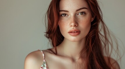Portrait of a beautiful young woman. An elegant beauty photograph showcasing a close-up portrait of a model with flawless skin and striking features