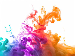 Fototapeta premium Abstract paint splash isolated on white background. Colorful ink in water.