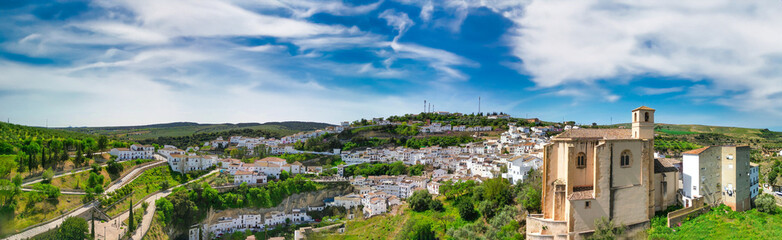 Aerial view of Setenil de las Bodegas, Andalusia. Southern Spain