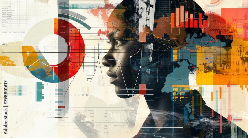 Poster a creative collage of business graphs, representing the complexity and diversity of economic data.