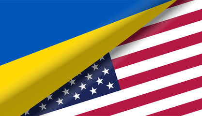 United States of America and Ukraine folded flags Background