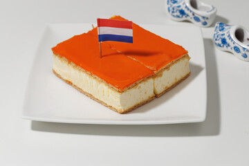 Tompouce pastry cake with Dutch flag for Kings Day