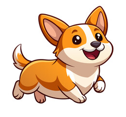 Cute cartoon dog running vector illustration corgi 