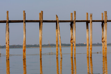 U Bein Bridge, Taungthaman Lake, Amarapura Township, Myanmar.