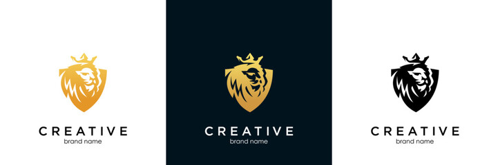 lion head design logo vector
