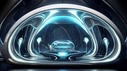 Captivating Futuristic Alien Architecture Visualization with Illuminated Open Gateway