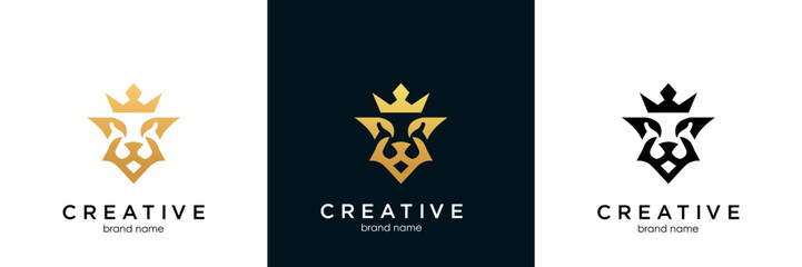 Obraz premium lion head design logo vector