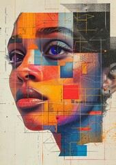 Facial Close-up Risograph Vibrant Impactful Poster