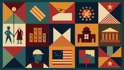 Quilted Memories One quilt in particular catches the eye with patches of fabric from various historical events memorializing the struggle for. Vector illustration