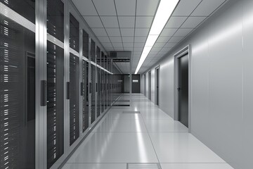 Fototapeta premium Corridor in computer data center 