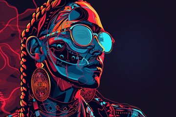 Digital illustration of woman with sunglasses