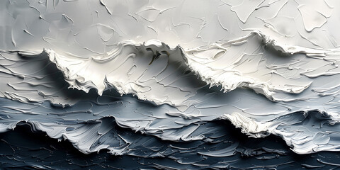 A painting capturing the energy of a wave in the ocean