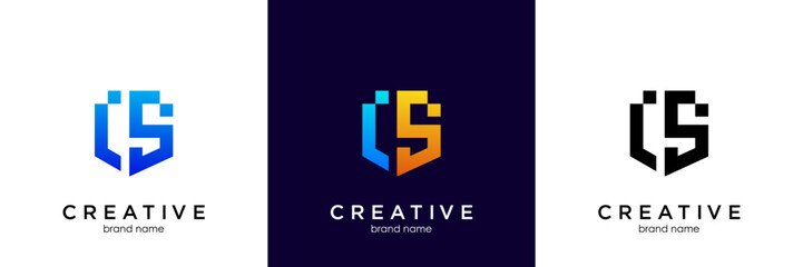Fototapeta premium Creative Letter CS logo design technology