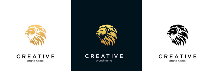 lion head design logo vector