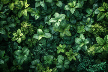 Detailed view of a cluster of vibrant green leaves wallpaper - obrazy, fototapety, plakaty