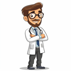 Cute doctor in cartoon vector style isolated on white background