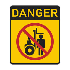 Isolated label pictogram icon of do not stand under forklift, industrial safety sign