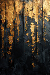 A weathered black and gold wall showing signs of peeling paint vertical background
