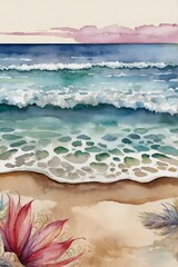 Aquarell - Die Wellen des Meeres