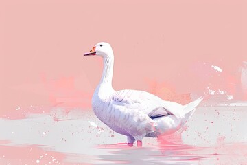 Fototapeta premium Geese seen in water soft pastel colors