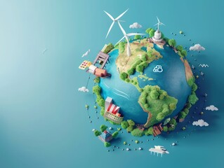 Fototapeta premium earth showing various modes of transportation and energy production