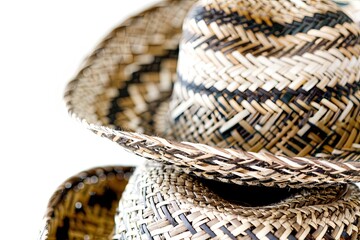 Colorful Mexican sombreros isolated on white background. Festive design elements