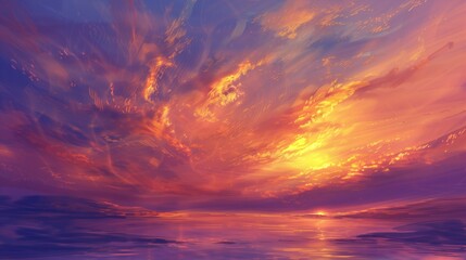 Fototapeta premium As day transitions into night, the world is bathed in the ethereal glow of a sunset.
