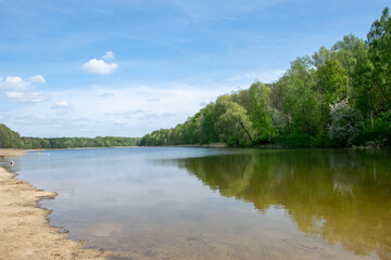 Lake Rogoźnik on a sunny spring day