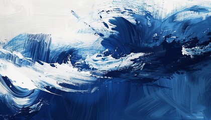 Abstract dark and light blue patterns create a minimalist landscape, guided by the yak of experiences. Embrace the negative space and appreciate every brushstroke.