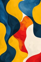 Abstract pattern of Blue Atoll and Vibrant Yellow colors representing diversity. Minimalist masterpiece with negative space highlighting the beauty in life experiences.